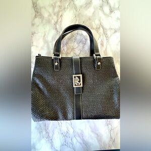 Lauren Ralph Lauren monogram black shoulder bag.